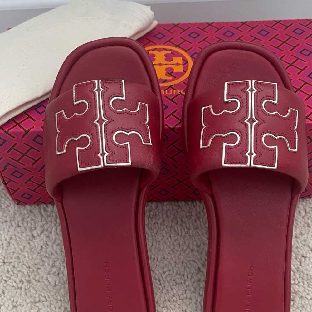 Tory Burch Red Flats with Signature Design